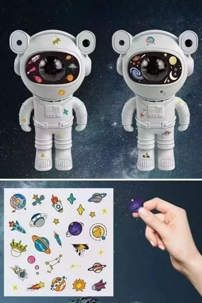 BUFFER Stickerlı ,Kumandalı ASTRONOT Model Gece Lambası - 7