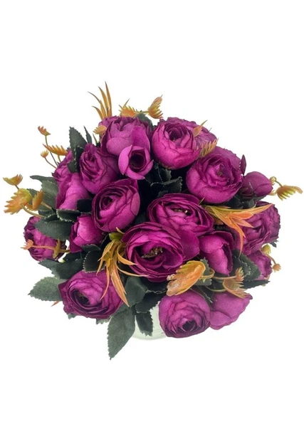 Nettenevime Yapay Çiçek Krem Antik Saksıda Mor Erengül 23cm - Resim 3