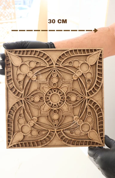 Aluradeco 2'li Damla Çemberi ve Çiçek Açan Mandala Ahşap Duvar Dekoru - 4