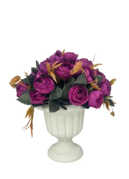 Nettenevime Yapay Çiçek Krem Antik Saksıda Mor Erengül 23cm ürün görseli 1