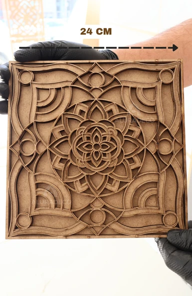 Aluradeco 2'li Damla Çemberi ve Çiçek Açan Mandala Ahşap Duvar Dekoru - 3
