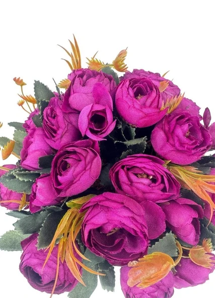 Nettenevime Yapay Çiçek Krem Antik Saksıda Mor Erengül 23cm - Resim 4