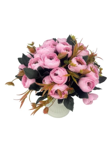 Nettenevime Yapay Çiçek Krem Antik Saksıda Pembe Erengül 23cm - Resim 7