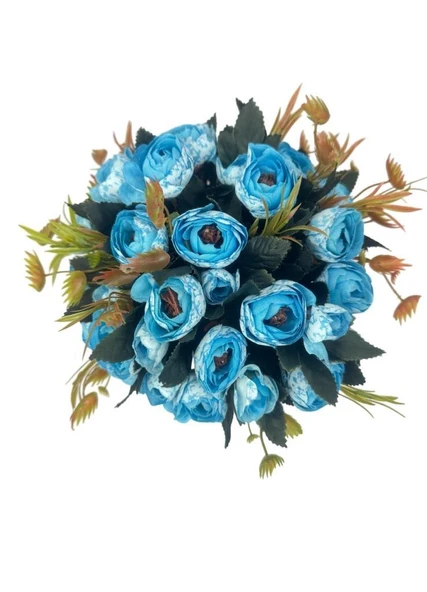 Nettenevime Yapay Çiçek Krem Antik Saksıda Mavi Erengül 23cm - 2