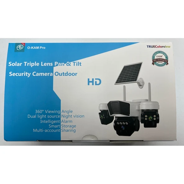 O-Kam 3936 256GB 9MP (3+3+3) Üç Kameralı UltraHD 4G Solar Akıllı Güvenlik Kamerası - 7