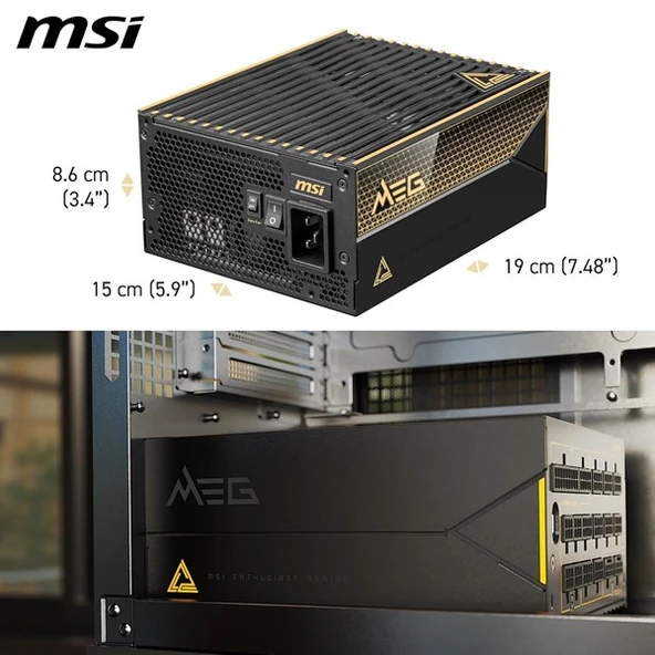 MSI 1600W 80+ TITANIUM MEG AI1600T PCIE 5.1 TAM MODÜLER POWER SUPPLY - 6