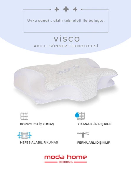 Visco ortopedik boyun destekli servikal yastık serinletici soğuk kumaşlı(beyaz) - 3