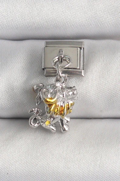316L Çelik Gümüş Renk Sallantı Aslan Model Nomination Charm - TJ-BC1377