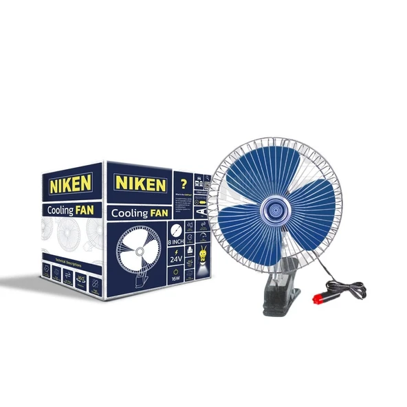 NİKEN Araç içi vantilatör mavi mandallı 24volt 8 inç NİKEN