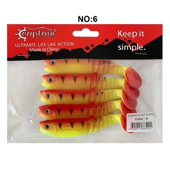 Captain 3569 Style Soft 10cm 10.3gr Silikon Yem 5'li Paket - 6