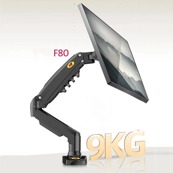 NB F80 Tek Kol Amortisörlü Monitör Tutucu 17-30" Uyumluluğu Ergonomik Çalışma Konforu