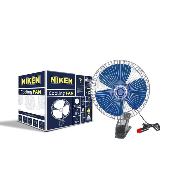NİKEN Araç içi vantilatör mavi mandallı 12volt 10 inç NİKEN
