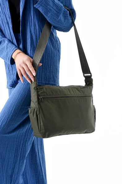 Unisex Paraşüt Kumaş Okul Çantası Çapraz Askılı Kadın Omuz Çantası 32*22 Cm Su İtici Hafif Kumaş - 2