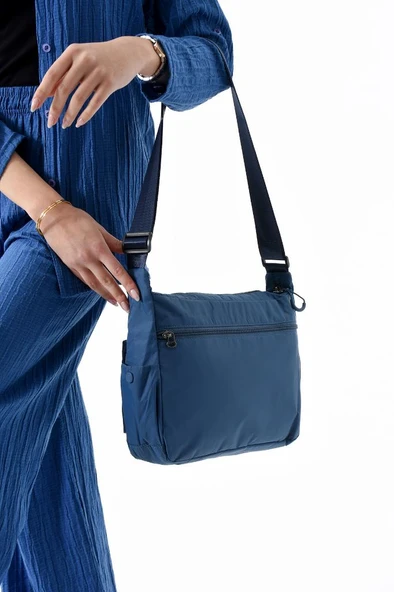 Unisex Paraşüt Kumaş Okul Çantası Çapraz Askılı Kadın Omuz Çantası 32*22 Cm Su İtici Hafif Kumaş - 6