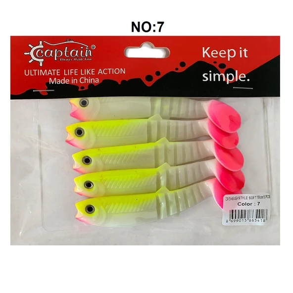 Captain 3569 Style Soft 10cm 10.3gr Silikon Yem 5'li Paket - 7