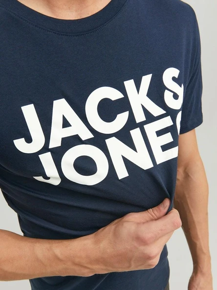 Jack Jones Corp Logo Regular Fit Erkek Tişört 12151955 - Resim 5