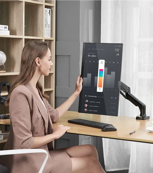 NB F80 Tek Kol Amortisörlü Monitör Tutucu 17-30" Uyumluluğu Ergonomik Çalışma Konforu - 5