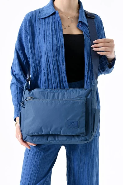 Unisex Paraşüt Kumaş Okul Çantası Çapraz Askılı Kadın Omuz Çantası 32*22 Cm Su İtici Hafif Kumaş - 7