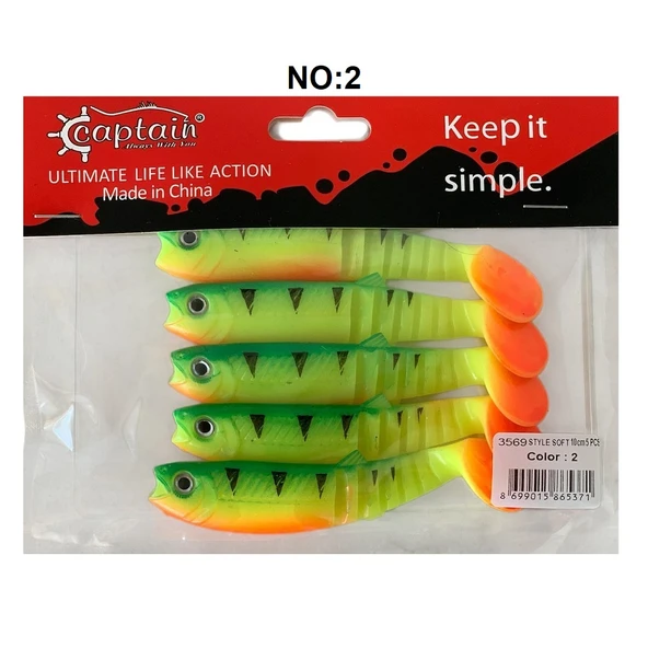 Captain 3569 Style Soft 10cm 10.3gr Silikon Yem 5'li Paket - 3