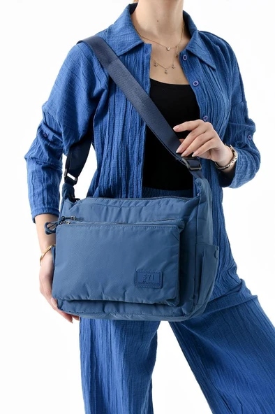 Unisex Paraşüt Kumaş Okul Çantası Çapraz Askılı Kadın Omuz Çantası 32*22 Cm Su İtici Hafif Kumaş - 5