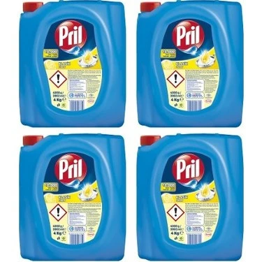 Pril Sıvı Bulaşık Deterjanı 4 KG 4 ADET (LİMON KOKULU)