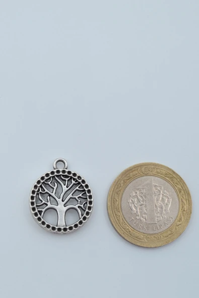 Minimal Yaşam Ağacı Gümüş Kaplama Kolye Ucu - 3