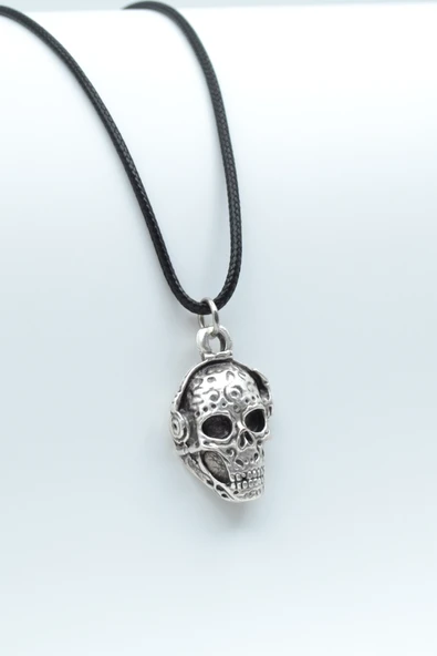 Dj Kuru Kafa Gümüş Kaplama Deri İp Kolye ürün görseli 1