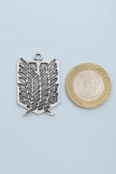 Attack On Titan Anime Gümüş Kaplama Deri İp Kolye - Resim 4