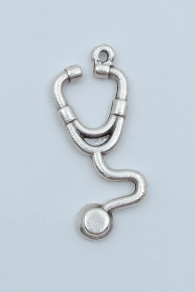 Doktor Steteskop Gümüş Kaplama Kolye Ucu ürün görseli 1