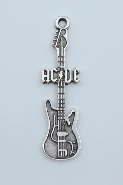 AC/DC Elektro Gitar Gümüş Kaplama Kolye Ucu ürün görseli 1