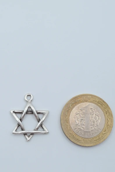 Minimal Pentagram Gümüş Kaplama Kolye Ucu - Resim 3