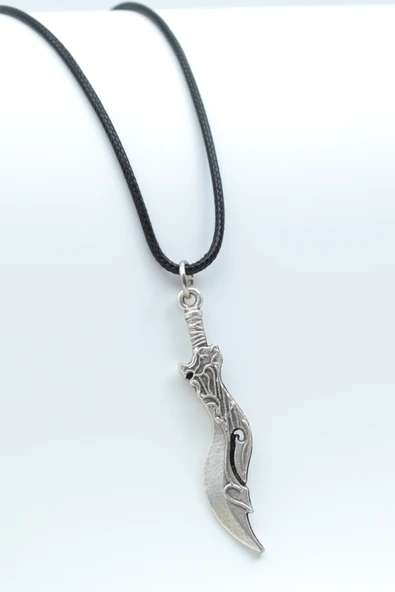 Lol Savaş Kılıcı Gümüş Kaplama Deri İp Kolye ürün görseli 1