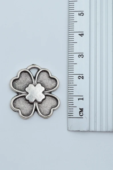 Dört Yapraklı Yonca Gümüş Kaplama Kolye Ucu - Resim 2