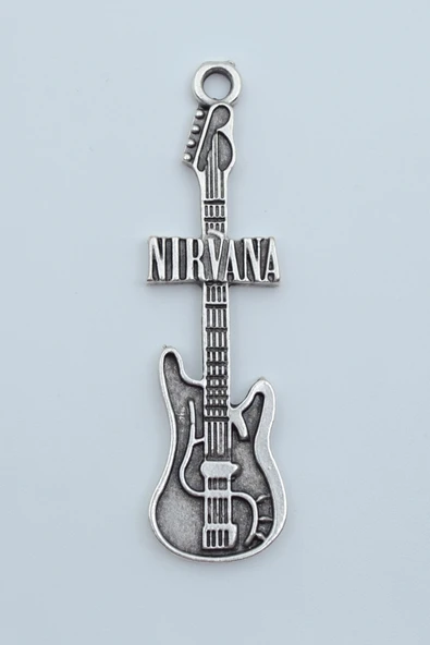 Nirvana Elektro Gitar Gümüş Kaplama Kolye Ucu - 1