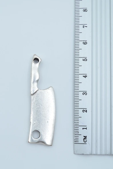 2'li Gastronomi Temalı Bıçak - Satır Gümüş Kaplama Kolye Seti - Resim 3