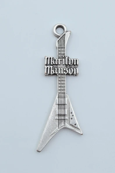 Marilyn Manson Elektro Gitar Gümüş Kaplama Kolye Ucu ürün görseli 1
