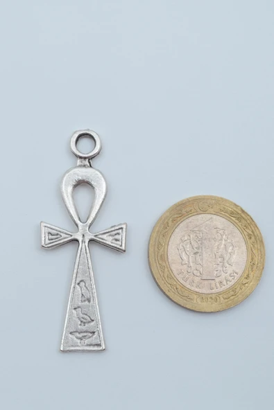 Ankh Anahtarı - Nil'in Anahtarı Gümüş Kaplama Kolye Ucu - Resim 3