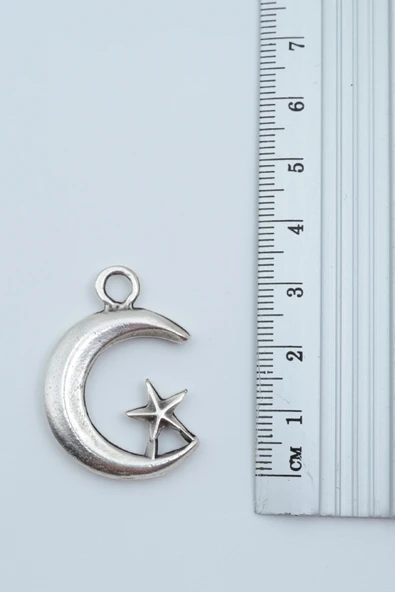 Ay Yıldız Gümüş Kaplama Deri İp Kolye - Resim 3
