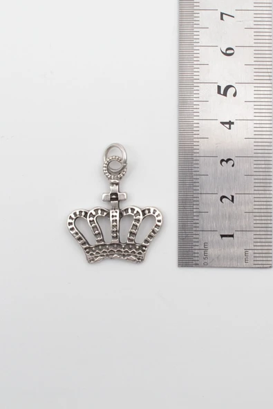 Taç Gümüş Kaplama Kolye Ucu - Resim 2