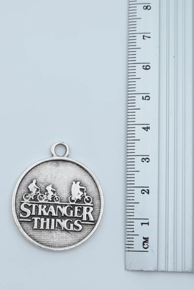 Stranger Things  Gümüş Kaplama Deri İp Kolye - Resim 3