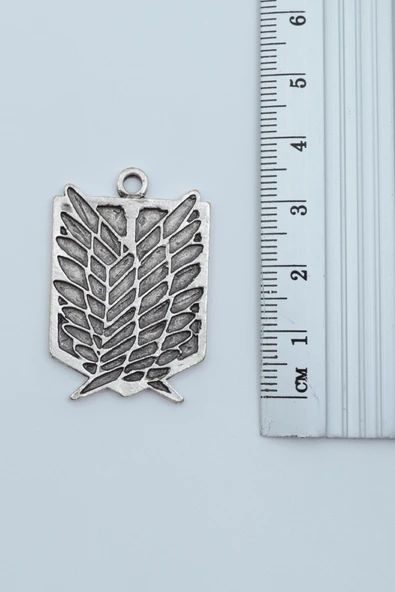 Attack On Titan Anime Gümüş Kaplama Deri İp Kolye - Resim 3