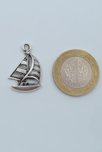 Yelkenli Gümüş Kaplama Kolye Ucu - Resim 3