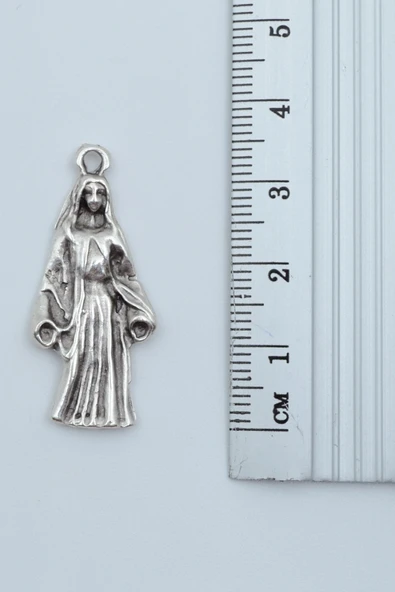 2'li Meryem Ana - Minimal Haç Gümüş Kaplama Kolye Seti - Resim 4