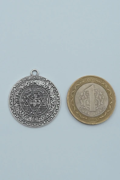 Davut Yıldızı - Süleyman Tılsım Mührü Gümüş Kaplama Kolye Ucu - Resim 3