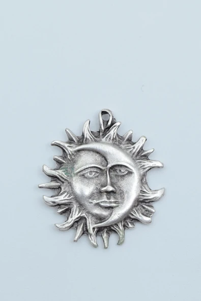 Güneş ve Ay Gümüş Kaplama Kolye Ucu ürün görseli 1