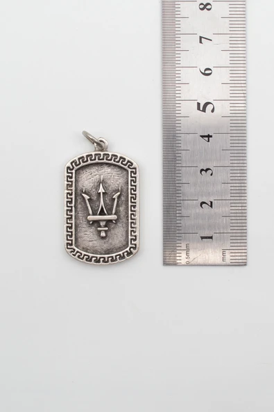 Poseidon - Mızrak Gümüş Kaplama Kolye Ucu - Resim 2