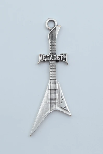 Megadeth Elektro Gitar Gümüş Kaplama Kolye Ucu ürün görseli 1