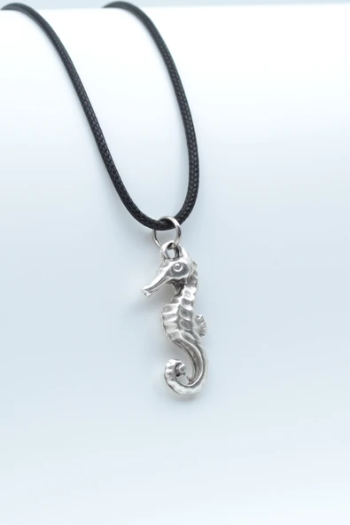 Denizatı Gümüş Kaplama Deri İp Kolye ürün görseli 1