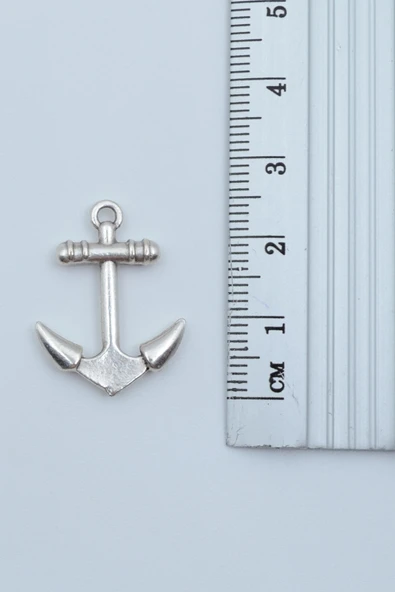 Minimal Çapa Gümüş Kaplama Kolye Ucu - Resim 2