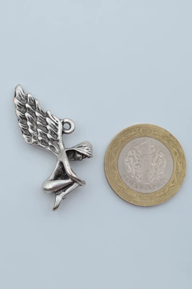 Kanatlı Melek - Peri Gümüş Kaplama Deri İp Kolye - Resim 4